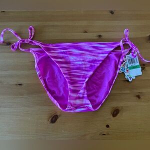 BECCA Fuchsia & White Tie Dye Bikini Bottom Size Large NWT